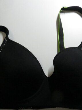 NWOT Maidenform Black Green Mesh Push Up Back Closure Sports Bra Size 38C DM7990